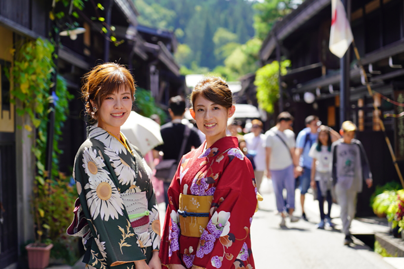 An old town stroll in beautiful kimono